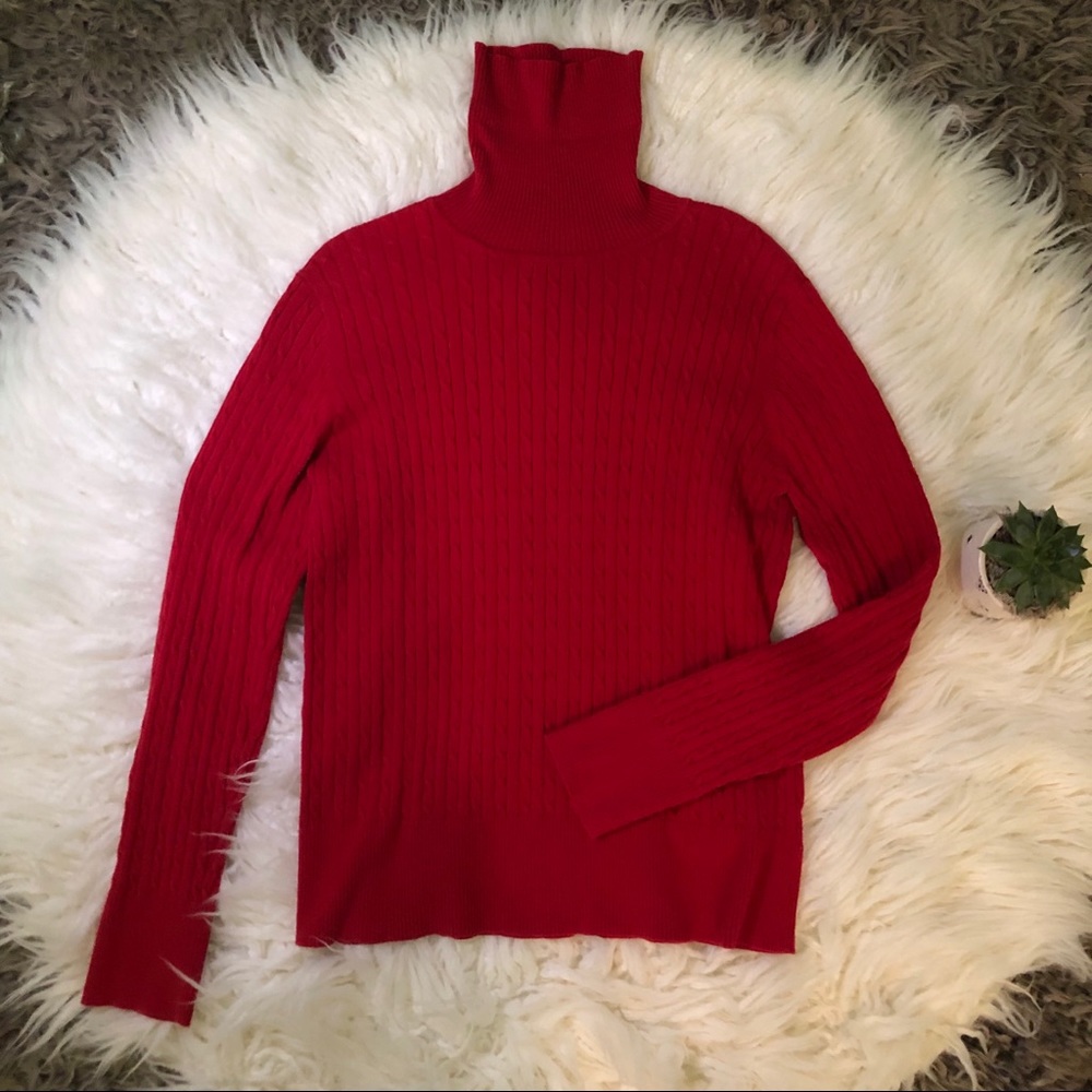 Michael Kors Red Turtleneck Knit Sweater, Size